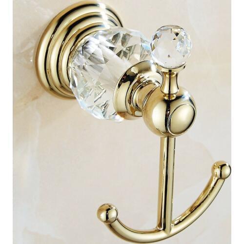 Leyden Zinc Alloy Golden Polished Towel Hook,Shiny Crystal Coat Hanger Wall Mounted Modern