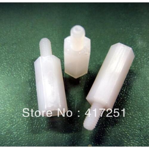Lot50 Metric M3*30+6mm Hexagon Nylon Threaded Spacers