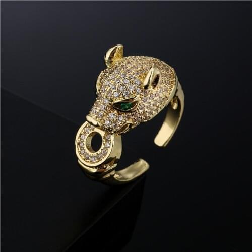 Fashion Gold Color Animal Ring Good Luck Cubic Zirconia Open RIng For Women Girl Party Jewelry Accessories