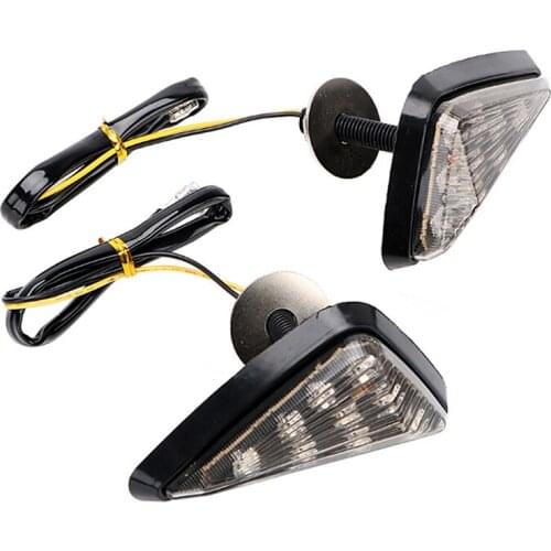 Motorcycle LED Turning Signals Light 2Pcs Motorcycle Turn Signal Light Euro Triangle Flush Mount Smoke Amber LED