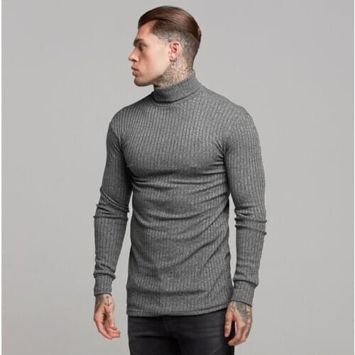 Mens Turtleneck Sweaters Winter Thin Pullovers Men Casual Solid Knitted Turtleneck Sweater Fashion Slim Fit Knitted Pull Homme