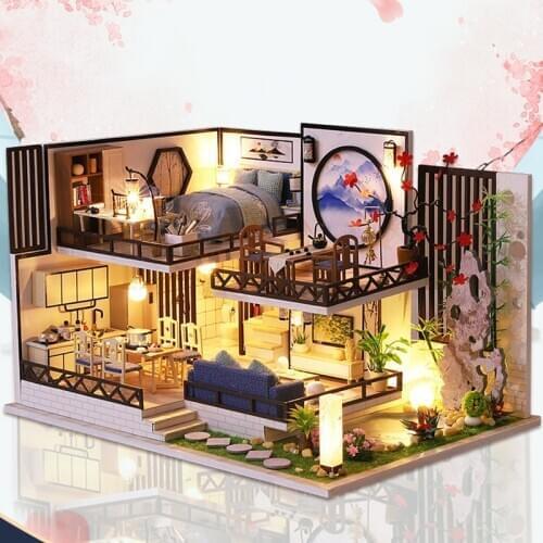 Diy Doll House Furniture Miniature Dollhouse Kit Chinese Courtyard Wooden House New Year Gifts Toys For Children Christmas Goods