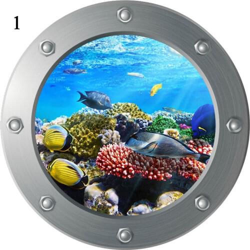 Sealife Shark Submarine Wall Stickers 3D PVC Window Sticker Creative Refrigerator Sticker Art Animal Decals Home Decoration