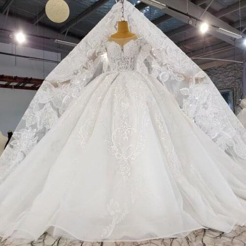 2021 New Charming Glitter Lace Wedding Dresses 3d Lace Sequins Ball Gown Church Wedding Gowns For Birdal Long 2021 Brial Dress