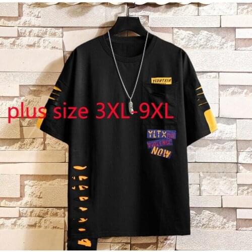 New Arrival Fashion Super Large Short Sleeve Men Casual O-neck Knitted Print Summer Men T Shirt Plus Size 3XL4XL5XL6XL7XL8XL9XL