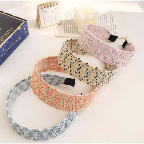 2021 New Boho Hairband Summer Straw Weaving Knotted Headband for Women Cross Handmade Hair Hoop Hair Accessories