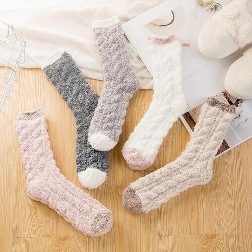 Autumn and winter coral velvet moon autumn and winter models adult socks womens warm padded floor socks ladies home