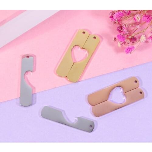 Stainless Steel Puzzle Jigsaw Charm Pendant Blank For Engrave Gold/Silver Color Metal Couple Tag Charms Mirror Polished 10pair