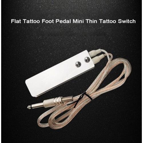 Flat Tattoo Foot Pedal for Tattooing Mini Thin Tattoo Switch Pedal Steel Power Supply Clip Cord Cable for Tattoo Machine Kit