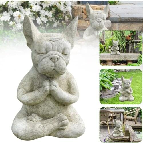 Resin Meditation Dog Statue Yoga Dog Table Shelf Ornaments Indoor Garden Decoration Outdoor for Garden Yard Lawn Garden Figures