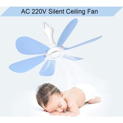 AC 220V 20W 6 Leaves One Speed 16.5" Ceiling Fan mini Fan Dormitory Hanging fan with 1.8m Power Cable On Off Switch