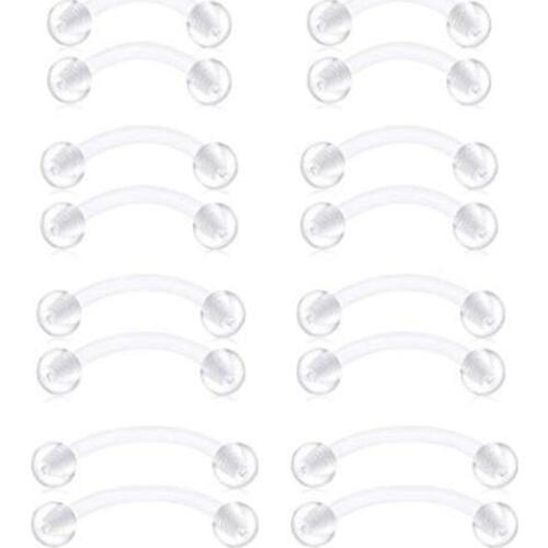 36pcs 14G Clear Flexible Bioplast Retainer Curved Eyebow Ring Daith Rook Tragus Earring Retainer Piercing 12mm 14mm 16mm 18mm