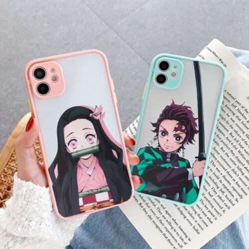 Demon Slayer Clear Phone Case For iPhone XS MAX 12 7 XR 11 Pro SE20 X 8Plus Japan Anime Kimetsu No Yaiba Hard Matte Cover Coque