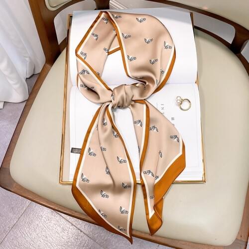 2021 Luxury Horse Zebra Print Narrow Silk Scarf Women Bag Ribbon Headband Headwear Female Scarves Bandana