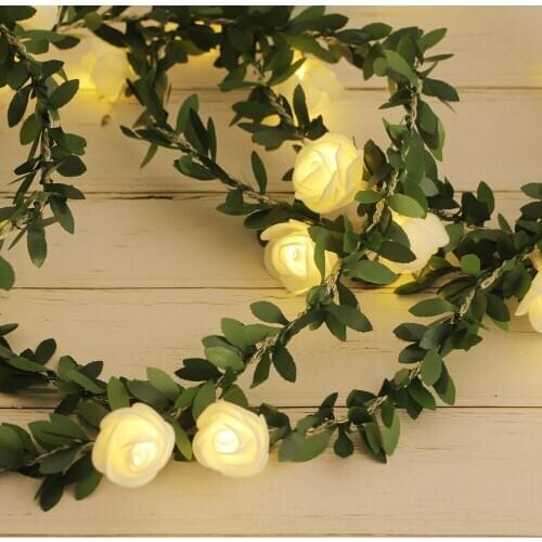 10/20/40leds Rose Flower LED Fairy Lights Batterry/USB Power Garland Christmas String Lights Party Wedding Garden Bedroom Decor