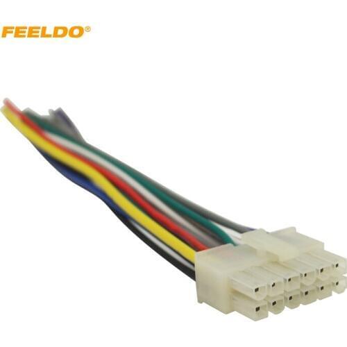 FEELDO Universal 12Pin Car Wire Harness Adapter Connector Plug Into Car DVD CD Radio Stereo #HQ4697