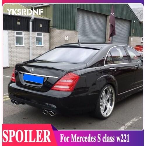YKSRDNF For Mercedes S class w221 S320 S400 S420 S450 S600 2006-2013 Carbon Fiber Rear Boot Trunk Lip Spoiler Rear Roof Spoiler