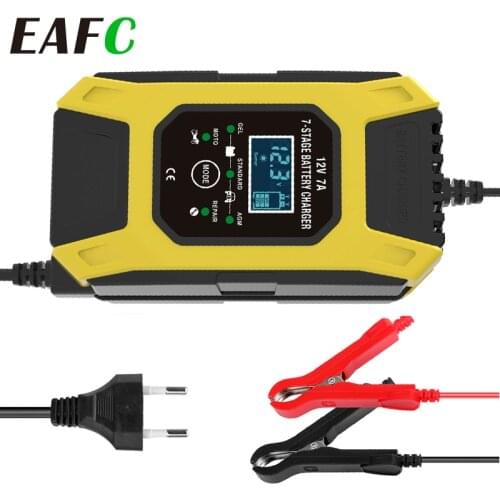 7A 12V 7-Stage Automatic Car Motorcycle Charger Pulse Repair Deep Cycle EFB GEL WET AGM Car Motorcycle Battery Charger