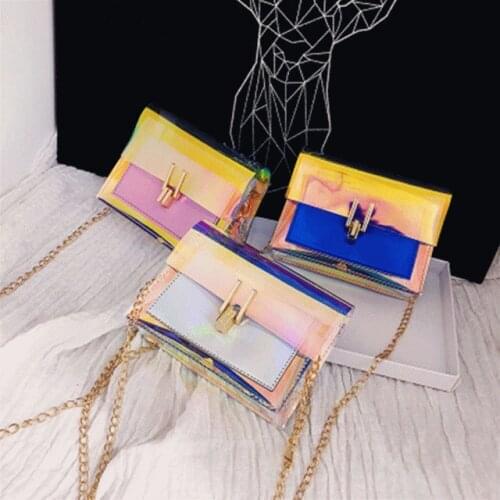 Women Laser Transparent Crossbody Bag Messenger Shoulder Bag PVC Jelly Small Tote Bags Holographic Lady Sac Femme Bandoulier