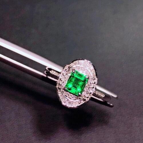 H901 Emerald Ring 0.72ct Pure 18 K Gold Jewelry Nature Green Emerald Diamond Female Rings for women Fine Ring