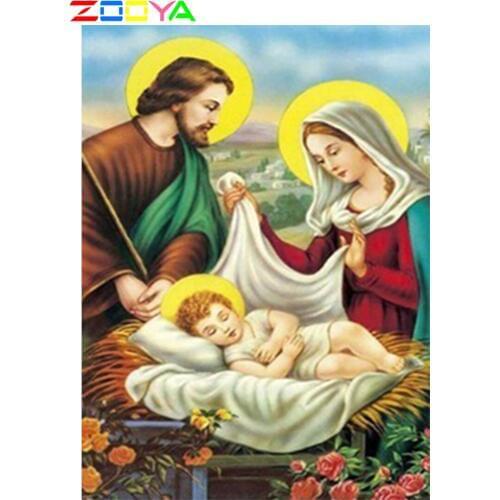 ZOOYA Diamond Painting Jesus Madonna and Child All Diamond Cross Embroidery Religious DIY Diamond Mosaic Home Decoration sp350