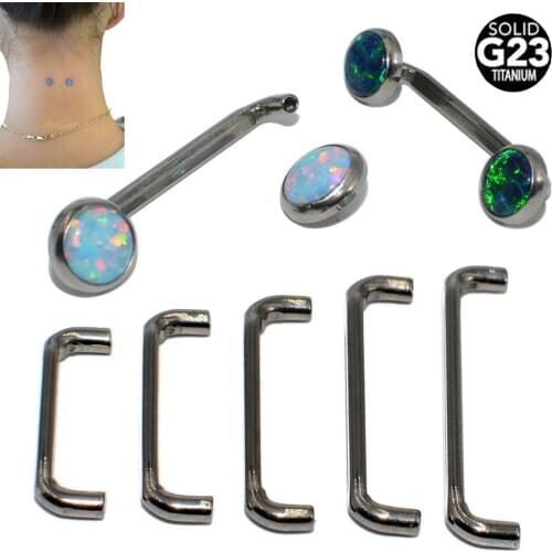 1PC G23 Titanium Barbell Dermal Anchors Internal Thread Opal Stone Surface Bar Industrial Barbell Micro Dermal Anchor Piercings