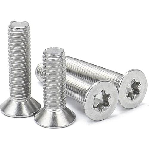 10/50pcs 304 A2-70 Stainless Steel GB2673 Six-Lobe Torx Flat Plain Countersunk Head Screw Bolt M1.4 M1.6 M2 M2.5 M3 M4 M5 M6 M8