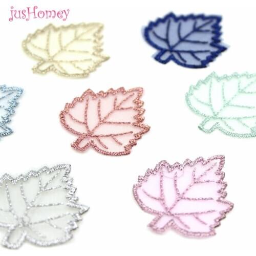 100PCS Chic Embroidery Maple Tree Leaf Appliques Artificial Maple Leaf Patches for DIY Jewelry Making, Earring, Garlands