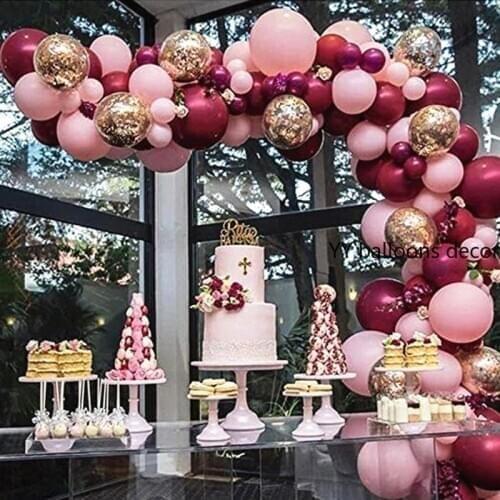 110pcs Balloons Garland Arch Pink Gold Confetti Ballons and Golden Party Baby Shower Burgundy and Gold Wedding Decorations