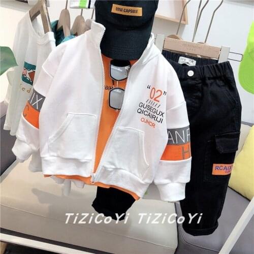 2-8 Years Baby Boys Jackets 2021 Spring Autumn Kids Casual Sweatshirt Cardigan Letters Print Fashion Zipper Sport Coat for Boys