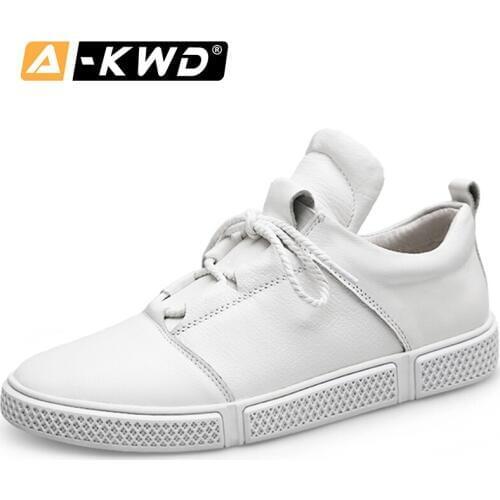 2019 Fashion Sneakers With High Sole Zapatos Hombres Men Leather Shoes Light Elevator Shoes for Men Black White Leather Sneakers