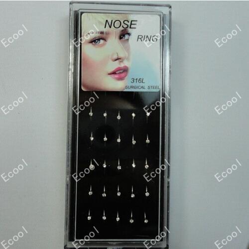 40Pcs Whole 316L Surgical Steel Nose Studs Rings For Women Body Jewelry Bulk Lots LR226