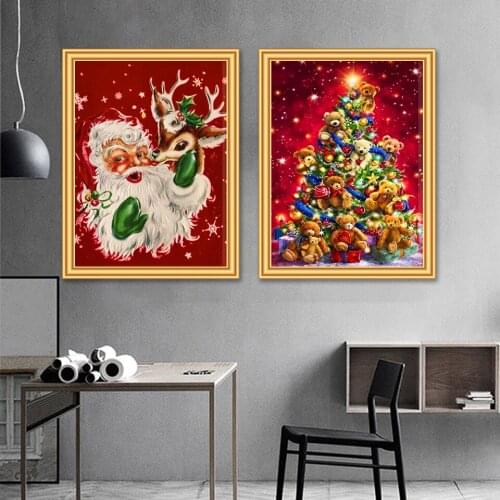 5D Diamond Painting Santa Claus Cross Stitch Christmas Gift Full Drill Square Embroidery Mosaic Picture of Rhinestone Home Decor