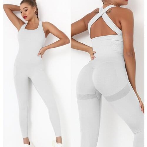 Seamless Yoga Set Fitness Jumpsuit Sportswear Gym Running Set Athletic Gym Suit Backless Sexy Sport Suit Workout Clothes