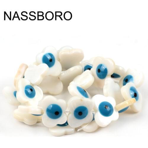 Natural Butterfly Shape White Shell Beads Evil Eye Beads Loose Spacer Beads for Jewelry Making Diy /Handmade Needlework