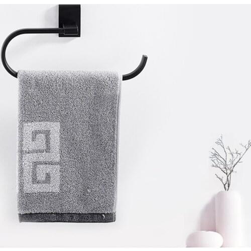 Punch-free black towel hanging ring towel rack ring hand towel rack hanging towel ring Nordic round towel ring rack DyuIhr