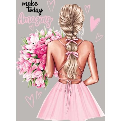 Flower Thermal Stickers Fashion Diy Vinyl Appliqued Tops Heat Transfer Fabric Patches Girl T-Shirt Sticker