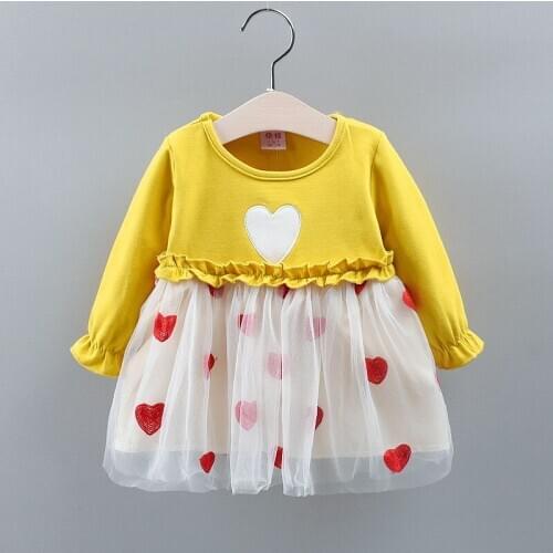 Long Sleeve Baby Girls Dress for Girl Love Heart Dot Tutu 0 2T Newborn Toddler Dresses Kids Casual Clothes Vestido Infantil 24M