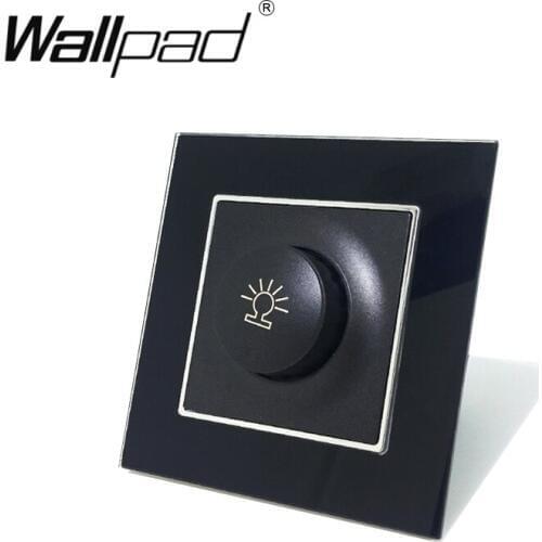 EU Light dimmer 600w with Hook Wallpad 110-250v Black Crystal Glass European Standard Rotary Dimmer Incandescent Lamp with Claws