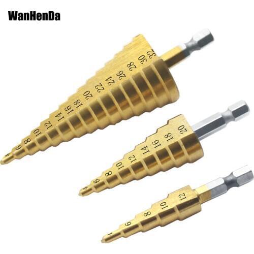 Hot sale 3Pcs 4-32mm 4-20mm 4-12mm HSS Step core drill bit set Titanium drill bit Set Drill bit for wood drilling