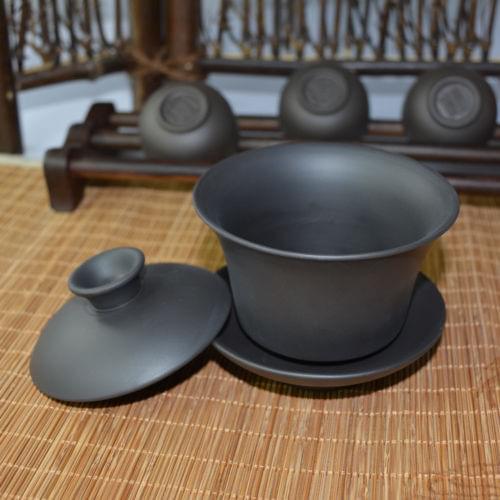 [GRANDNESS] Dark Brown * Pure Yixing Gaiwan Zisha Clay Chinese Handmade Gongfu Tea Zisha Tea China 100ml