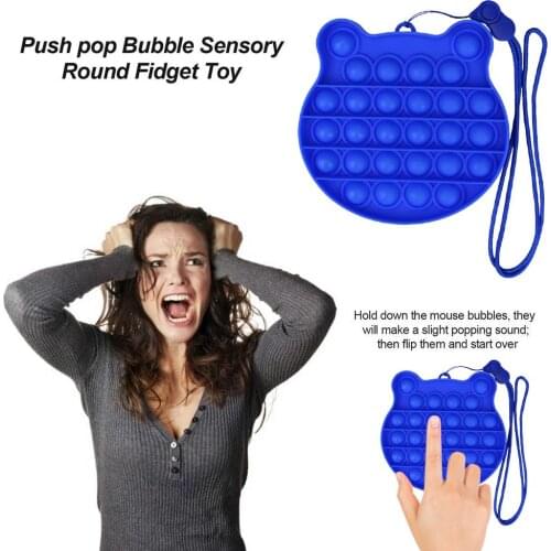 Push Bubble Sensory Toy with Lanyard Autism Special Needs Stress Reliever Squeezing Sensory Toy for Kids Adults
