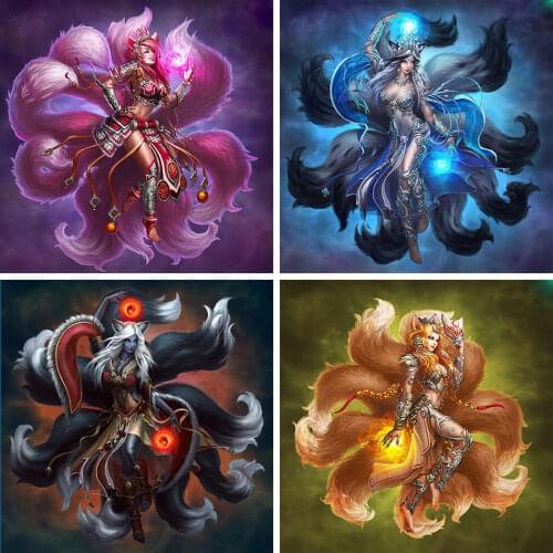 FIYO 5D DIY Diamond Painting Nine Tailed Fox Full Square/Round Drill Embroidery Girl Mosaic Beauty Rhinestone Home Decor Gifts