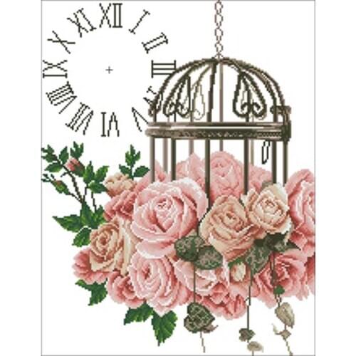 Rose bird cage patterns Counted Cross Stitch 11CT 14CT 18CT DIY Chinese Cross Stitch Kits Embroidery Needlework Sets home decor