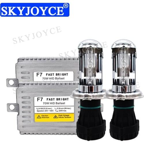 SKYJOYCE AC 12V 70W H4 HID Kit H4-3 Hi/Lo BeaM HID Bulb 4300K 6000K 70W DLT F7 Fast Bright HID Ballast 70W HID Headlight Kit
