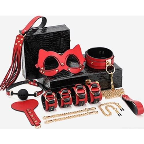Hot Selling Sex Toys Portable 8-piece Set of Fun Sex Tools Training Handcuffs Passion Set Adult Flirting Toys Leather Collar