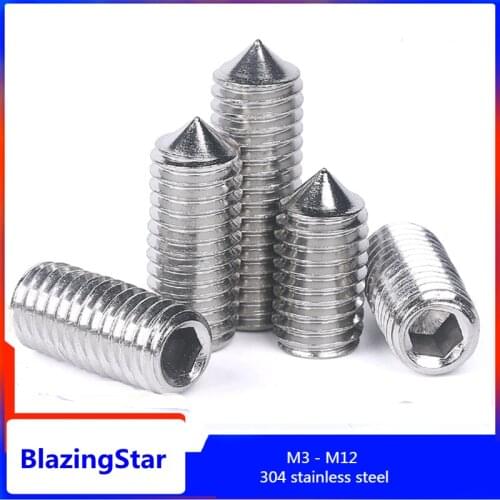 M3 - M12 304 Stainless Steel Hex Hexagon Stelschroef Cone Point Grub Schroef Point Set Screw Headless Hexagon Socket Screw