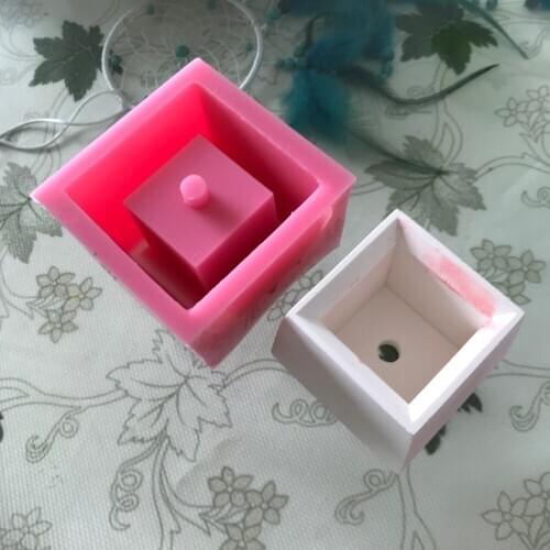 Small Square Plaster Cactus Planter Mould Silicon Pot Making Clay Craft Mold for Concrete Cement Vase Silicone Molds