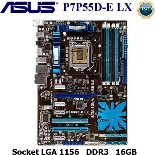 LGA 1156 Asus P7P55D-E LX Motherbaord Core i7 i3 i5 DDR3 Intel P55 16GB Original Desktop Asus P55 Mainboard 1156 DDR3 Used