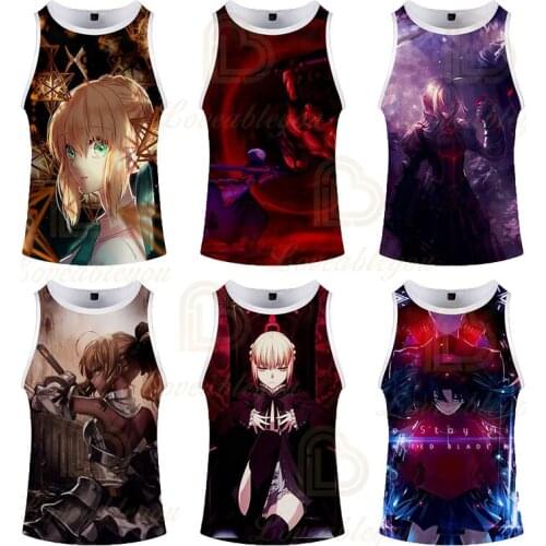 Japan Anime Fate Stay Night Gyms Tanks Summer Harajuku Men/Womens 3d Print Tank Top Unisex Workout Fitness Sleeveless Shirts